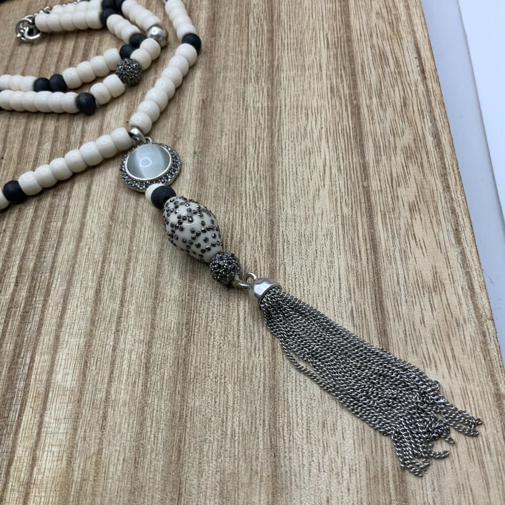 Lucky Brand Multi Color Beaded Tassel Pendant Necklace